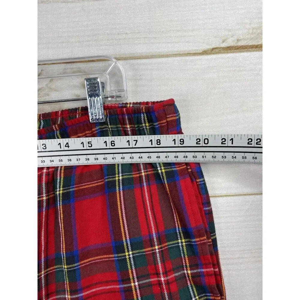 Lands End Mens Sleep Pants XL 40/42 Flannel Pajama Lounge Red Plaid Drawstring
